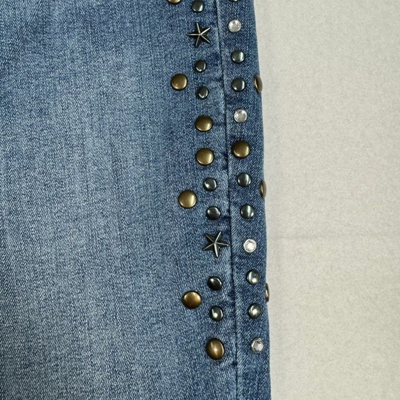 Seven 7 Jeans Womens 10 Medium Blue Girlfriend Studded Mid Rise - Picture 12 of 13